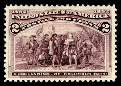 US Postage Stamp - Columbian Commemorative - Landing of Columbus - 2 cent